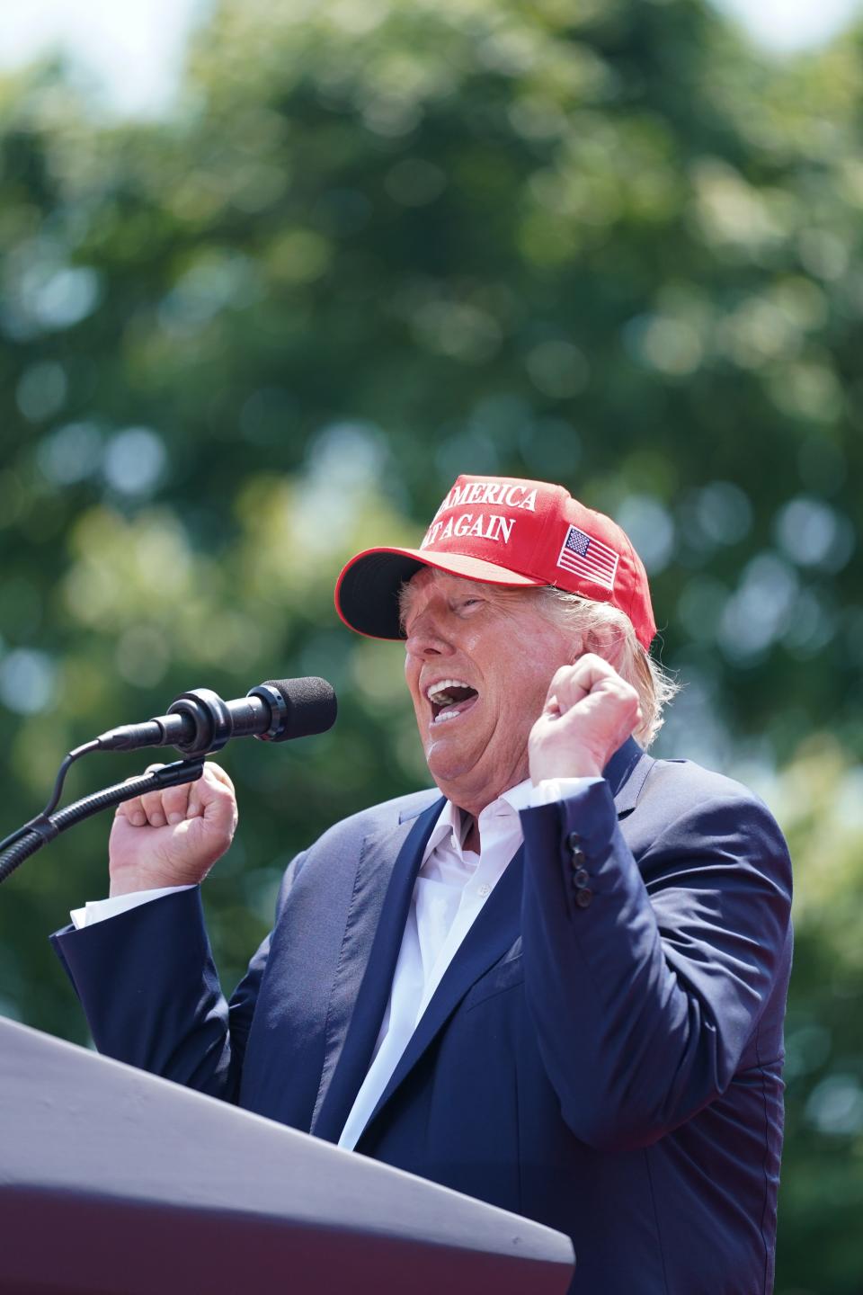 Former President Donald Trump campaigns on July 1, 2023, in Pickens, S.C.