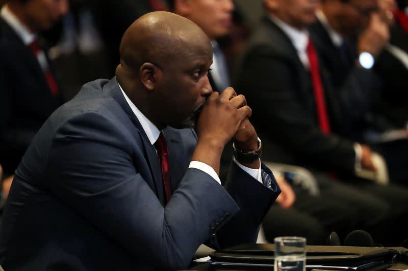 Gambia's Justice Minister Abubacarr Tambadou attends a hearing at International Court of Justice in The Hague