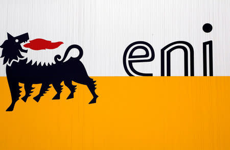 FILE PHOTO: The logo of oil company Eni is pictured at San Donato Milanese near Milan February 5, 2013. REUTERS/Stefano Rellandini/File Photo