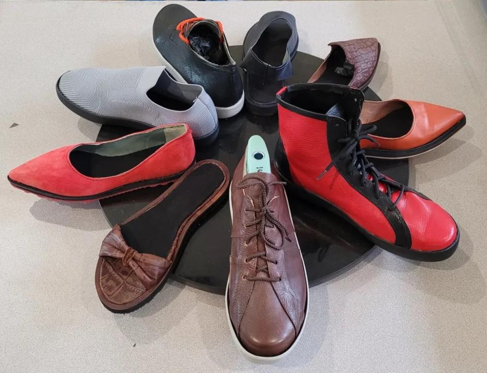 An array of Shloop shoes. The factory in Meridian Mississippi is scheduled to open next month.