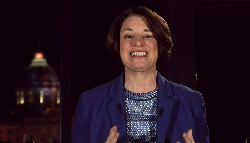 Former Democratic presidential candidate U.S. Senator Amy Klobuchar addresses the all virtual 2020 Democratic Convention hosted from Milwaukee, Wisconsin