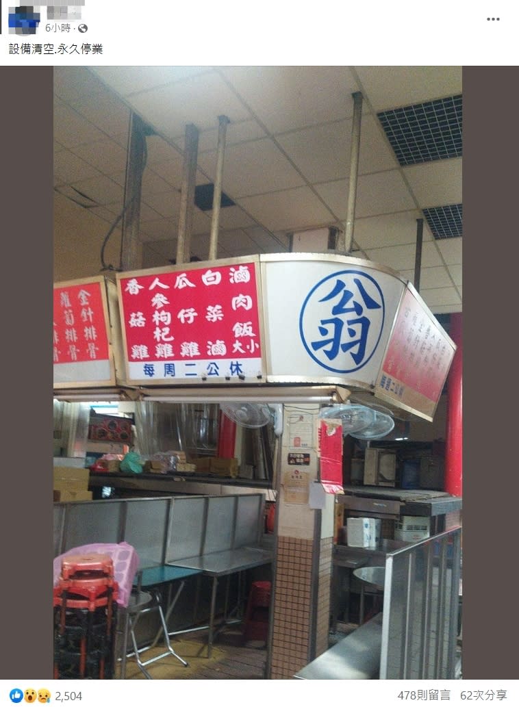 城隍廟內的翁記滷肉飯，店內設備已經清空。（圖／翻攝自新竹爆料公社臉書）