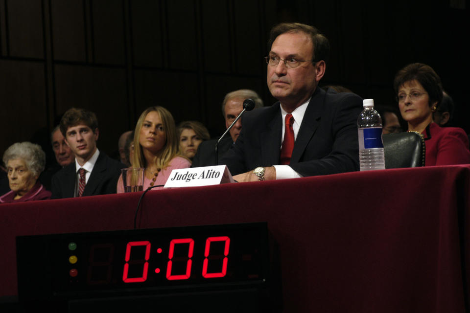 Supreme Court nominee Samuel Alito at his confirmation hearing before the Senate Judiciary Committee in January 2006. / Credit: Chris Maddaloni/Roll Call/Getty Images