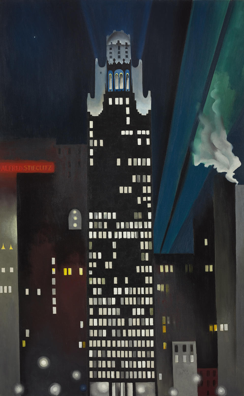 This photo copy of the 1927 Georgia O'Keeffe oil on canvas painting "Radiator Building-Night, New York" is provided by Crystal Bridges Museum of American Art, in Bentonville, Ark. The Fisk Collection, including pieces by O'Keeffe and her late photographer husband, Alfred Stieglitz, will make its debut at Crystal Bridges, Saturday, Nov. 9, 2013. (AP Photo/Crystal Bridges Museum of American Art Fisk Collection, Georgia O'Keeffe)