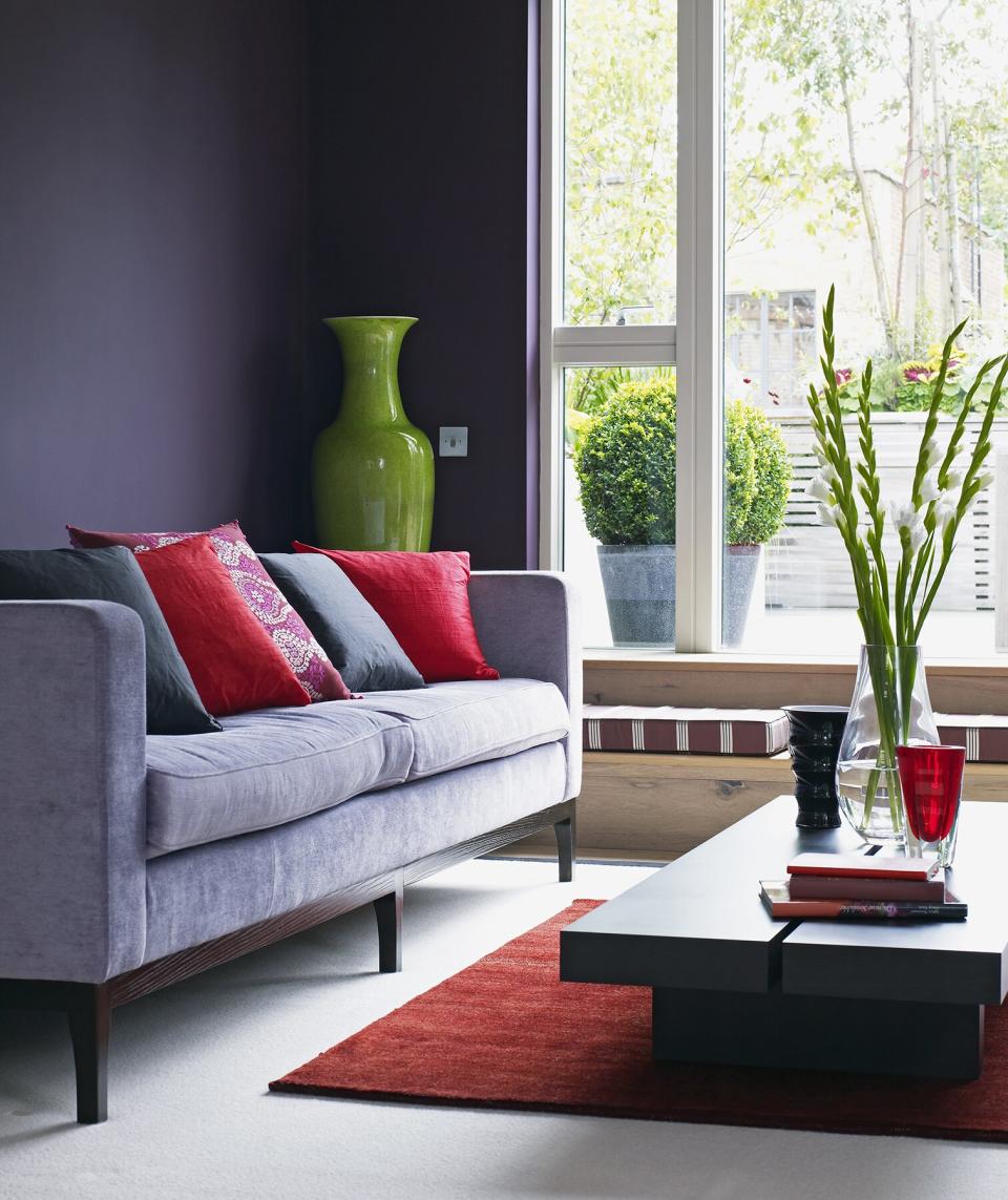 Red and gray living room