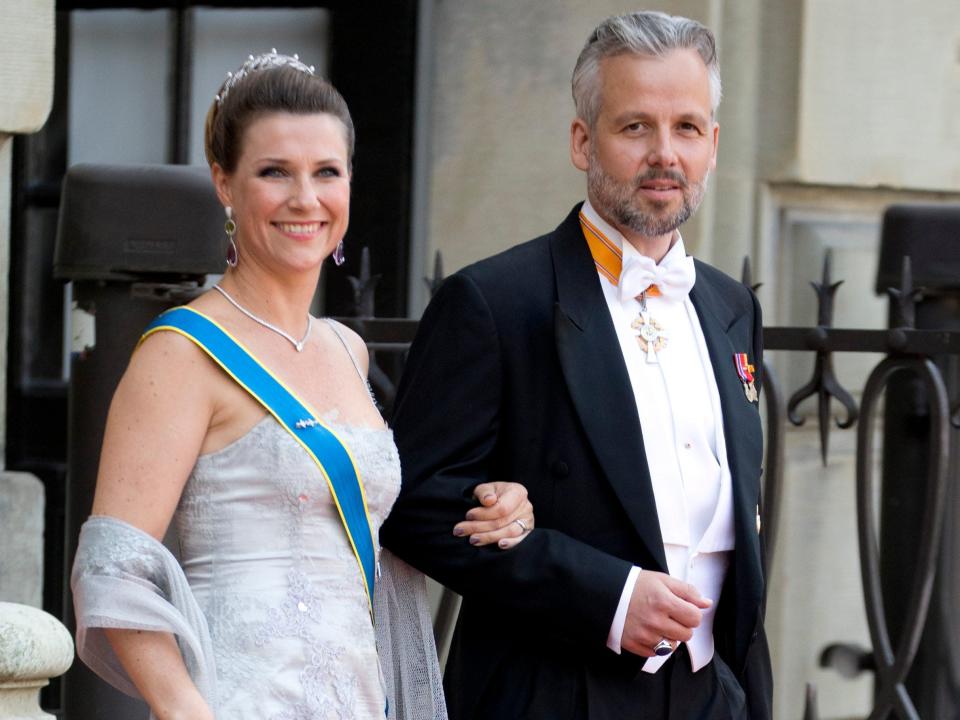 Princess M&#xe4;rtha Louise of Norway, and Ari Behn at The Royal Palace in Stockholm.