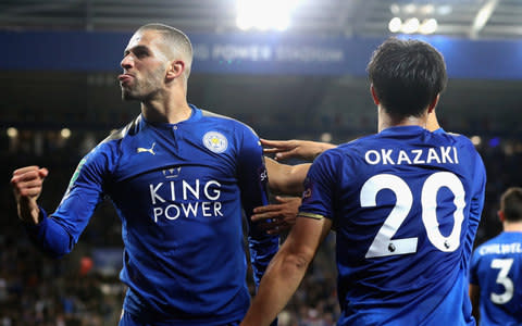 Islam Slimani and Shinji Okazaki  - Credit: getty images