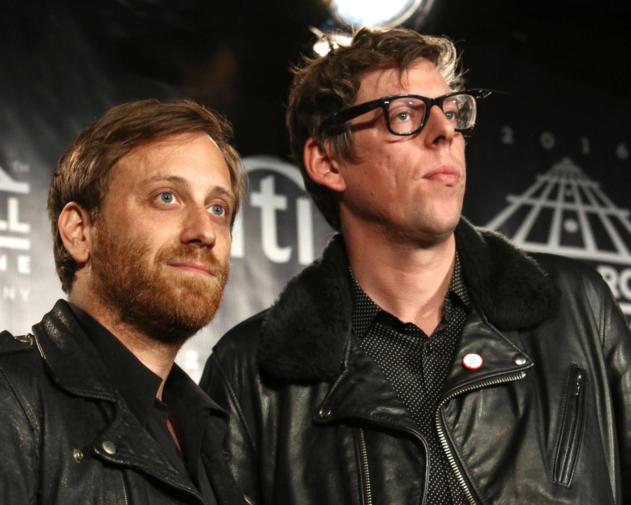 Dan Auerbach, left, and Patrick Carney of The Black Keys attend the Rock & Roll Hall of Fame induction ceremony April 8, 2016, at the Barclays Center in New York.