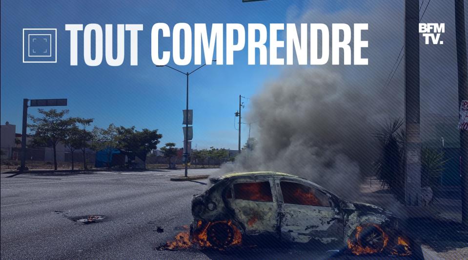 Une voiture brûle à Culiacan au Mexique, le 6 janvier 2023 - Juan Carlos CRUZ / AFP