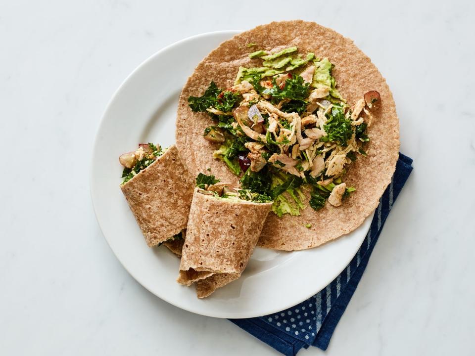 Shredded Chicken Wrap With Kale, Grapes, and Avocado