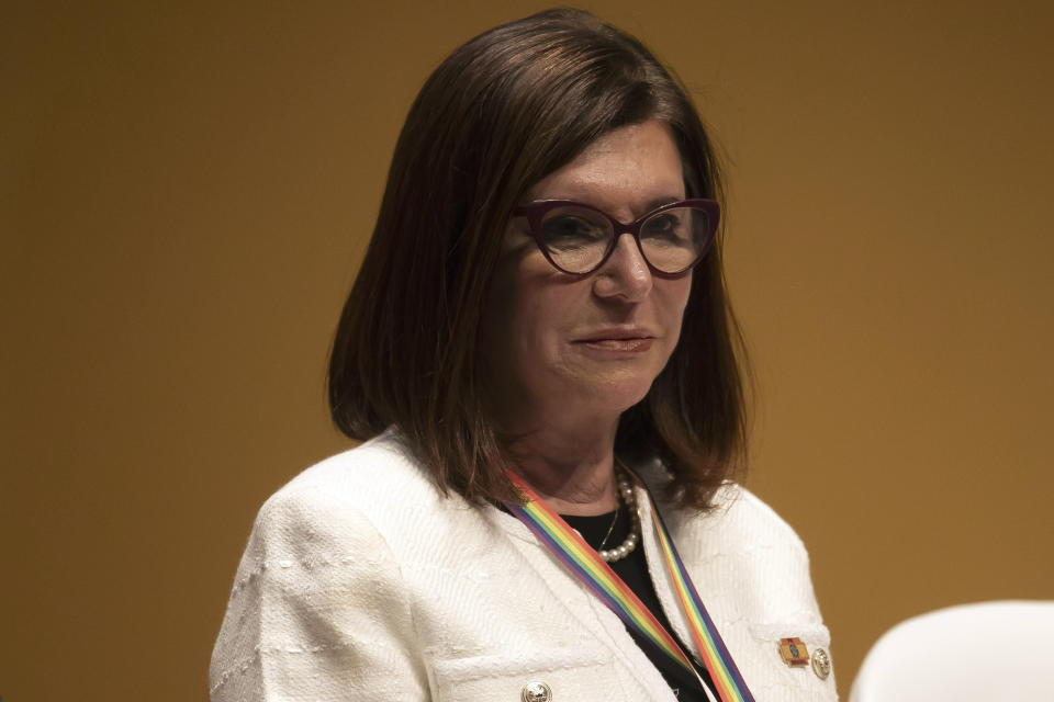 Magda Chambriard, the new president of the state-run oil company Petrobras, attends her inauguration ceremony in Rio de Janeiro, Brazil, Wednesday, June 19, 2024. (AP Photo/Bruna Prado)