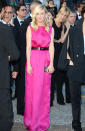 A few hours later, "On the Road" premiered at the Cannes Film Festival, and Kirsten was once again dressed to impress. This time, the 30-year-old screen siren opted for a fuchsia Christian Dior column gown, sleek black belt, and an array of Louis Vuitton jewels. (5/23/2012)