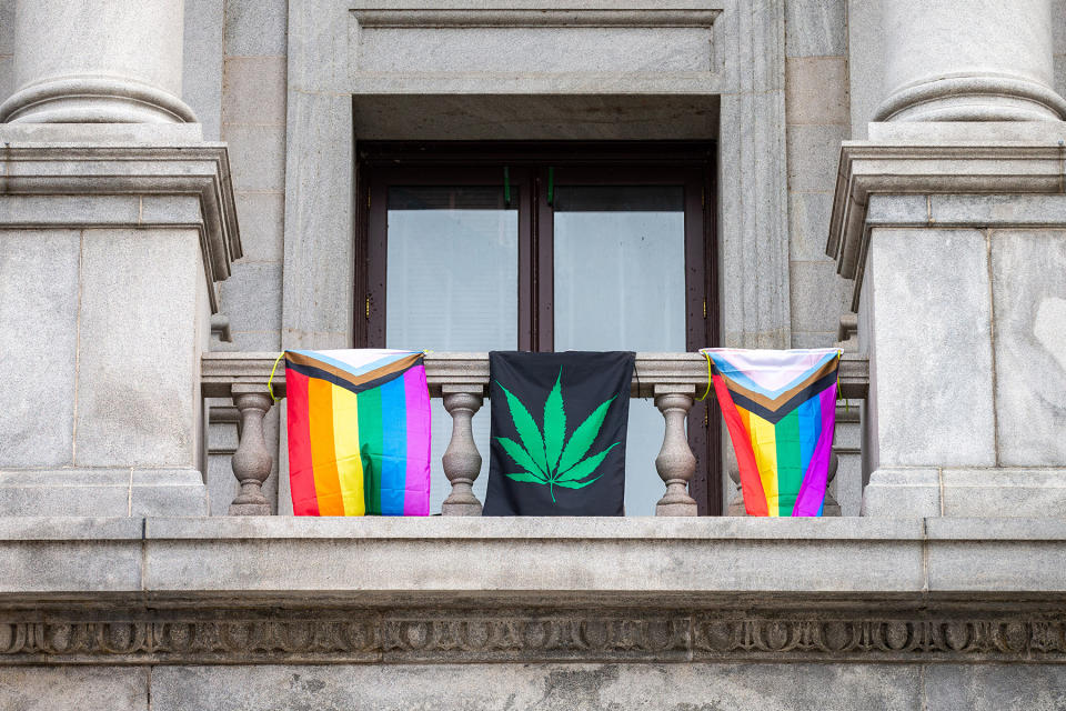 Pennsylvania Lieutenant Governor John Fetterman (seen here, his flag collection) has become a national figure in the fight to end prohibition. - Credit: Paul Weaver/SOPA Images/LightRocket/Getty Images