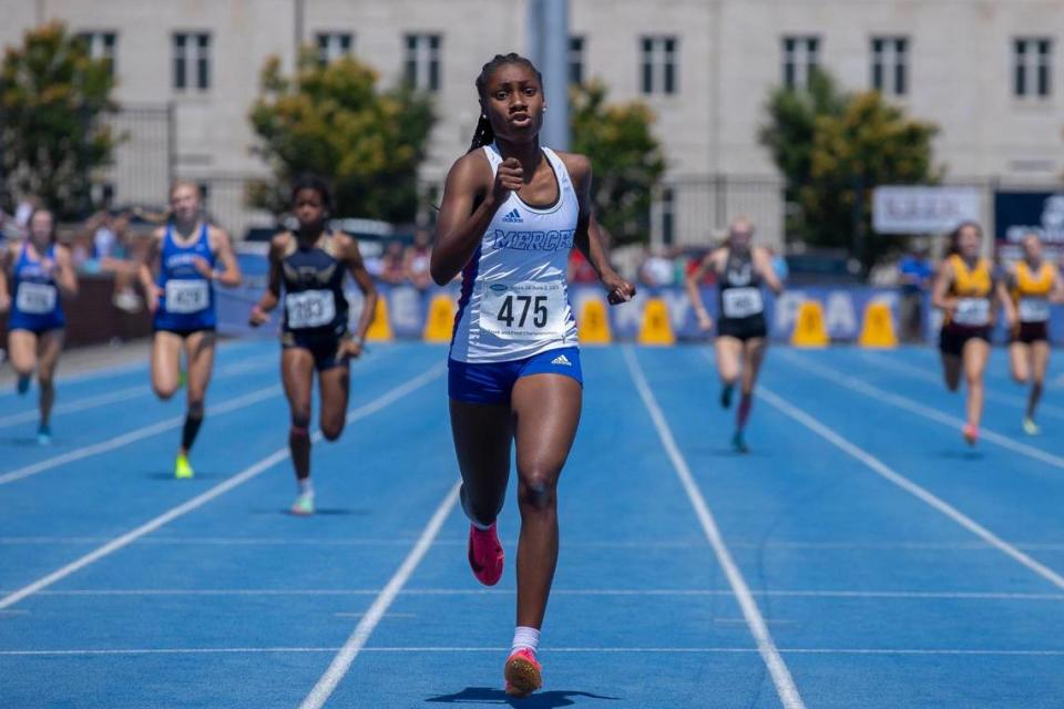 Mercer County’s Teigh Yeast takes first place at the 400 meters during the 2023 KHSAA Class 2A State Track and Field Championships at the University of Kentucky Track and Field Facility on Friday.