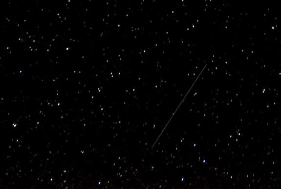 Skywatcher and photographer Marian Murdoch snapped this photo of a Lyrid meteor from Ridgecrest, Calif., during the 2012 Lyrid meteor shower peak on April 22, 2012.