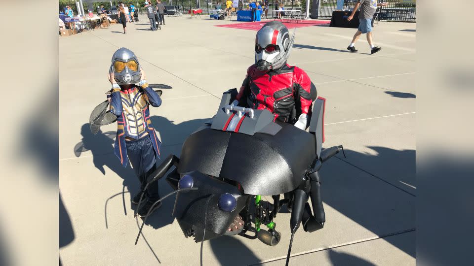 Even while making costumes for others, Reese has kept up with his own costumes each year. His favorites are his "Ant-Man" costumes that have even impressed the cast and crew of the Marvel movies. On the left is Reese's younger brother, Callen, dressed up as the Wasp. - Walkin' & Rollin' Costumes