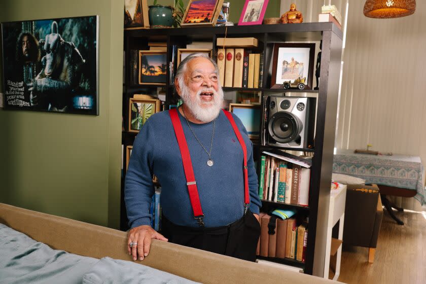 Los Angeles, CA - March 29: Actor Sergio Calderon was an alien in Men in Black and played the Spanish pirate lord in Pirates of the Caribbean 3 among other films and here he poses for a portrait at his home on Wednesday, March 29, 2023 in Los Angeles, CA. (Dania Maxwell / Los Angeles Times)