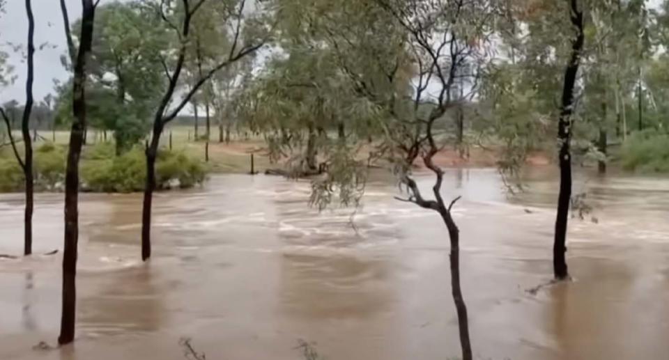 Floodwaters seen at Claremont, Queensland.