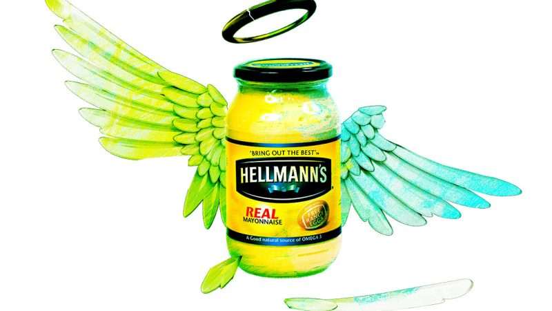 An illustration of a Mayonnaise jar with wings