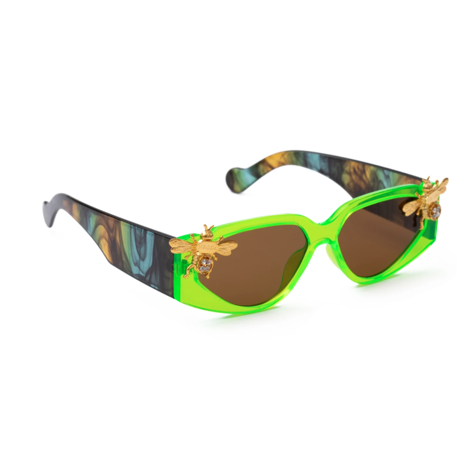 <h2>Nroda The Riviera Bee Sunglasses </h2><br>Available in an assortment of the kinds of colors you’d find in a Skittles bag, these statement sunnies handmade in New York City promise to turn heads, from the desert valleys of Los Angeles to the concrete streets of Manhattan. <br><em><br>Shop <strong><a href="https://nroda.com/" rel="nofollow noopener" target="_blank" data-yl
k="slk:Nroda" class="link ">Nroda</a></strong></em><br><br><strong>Nroda</strong> Nroda Riviera Bee - Gemstone Edition, $, available at <a href="https://go.skimresources.com/?id=30283X879131&url=https%3A%2F%2Fnroda.com%2Fcollections%2Fspring-21-drop-1%2Fproducts%2Fnroda-riviera-bee-gemstone-edition" rel="nofollow noopener" target="_blank" data-ylk="slk:Nroda" class="link ">Nroda</a>