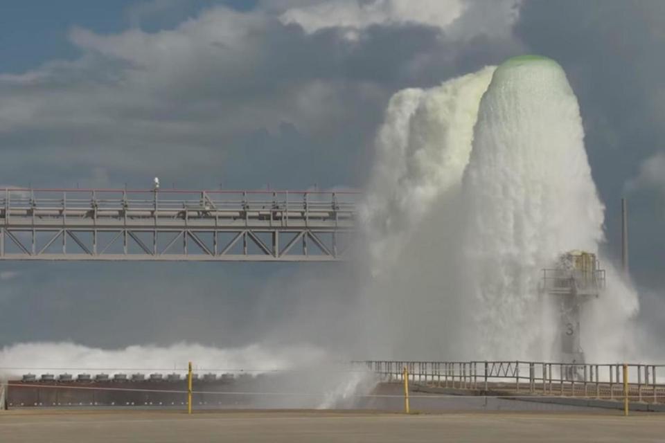 Around 450,000 gallons of water was released onto the launchpad in one minute (NASA)