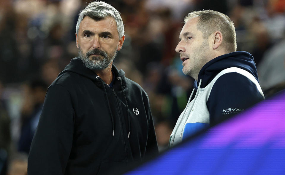 Novak Djokovic's coach Goran Ivanisevic, pictured here during his win over Enzo Couacauo at the Australian Open. 