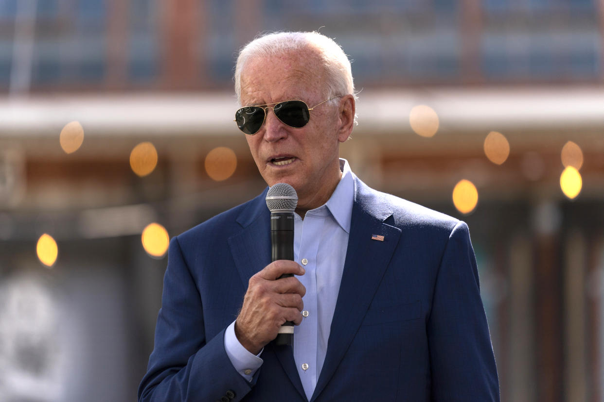 Democratic presidential candidate former Vice President Joe Biden speaks during a Biden for President Black economic summit at Camp North End in Charlotte, N.C., Wednesday, Sept. 23, 2020. (Carolyn Kaster/AP)