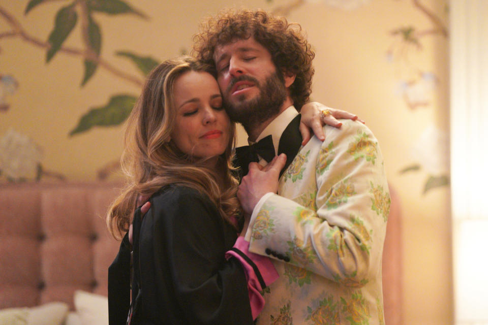 Rachel McAdams as herself, Dave Burd as Dave in the 'Dave' Season Three finale.