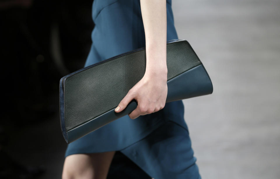 The Narciso Rodriguez Fall 2013 collection is modeled during Fashion Week in New York, Tuesday, Feb. 12, 2013. (AP Photo/Seth Wenig)