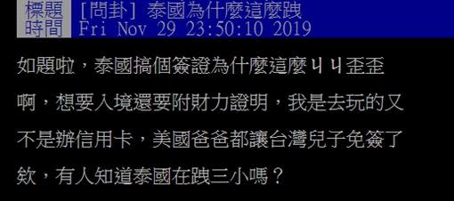 網友發文詢問「泰國為什麼這麼跩。」（圖／翻攝自批踢踢）