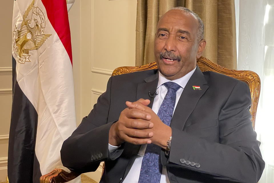 Sudan's General Abdel Fattah al-Burhan, answers questions during an interview, Thursday, Sept. 22, 2022, in New York. (AP Photo/Aron Ranen)