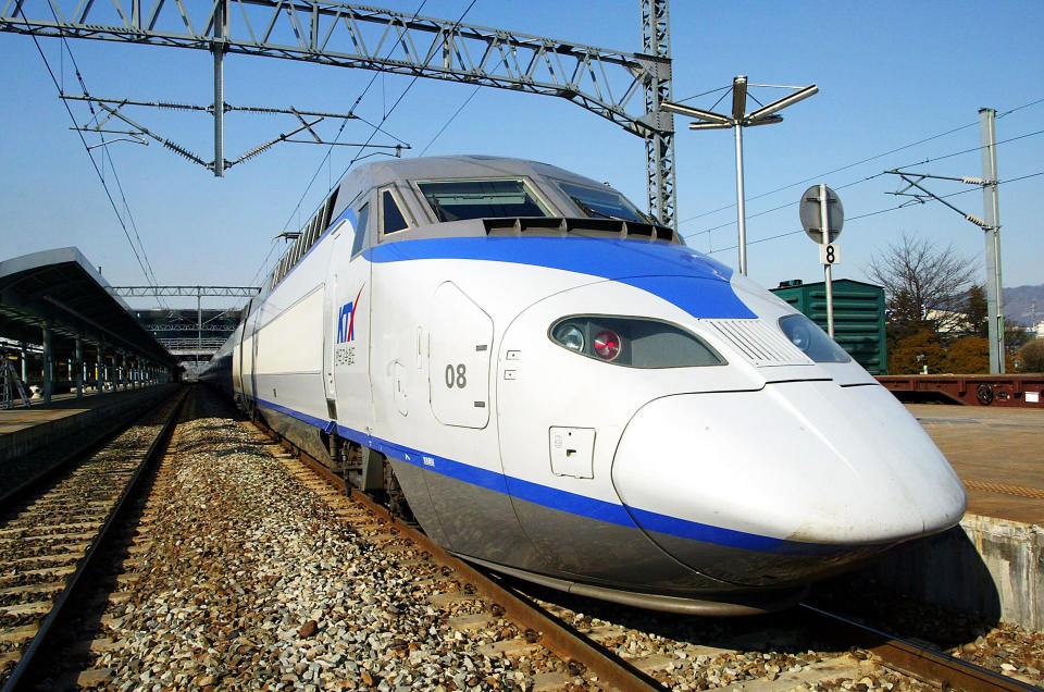 <b>KTX II or KTX-Sancheon</b> is high speed train built in South Korea by Hyundai Rotem in the second half of the 2000s and operated by Korail since March 2009. It can reach speeds of up to 352.4 km/hour (218 mph).