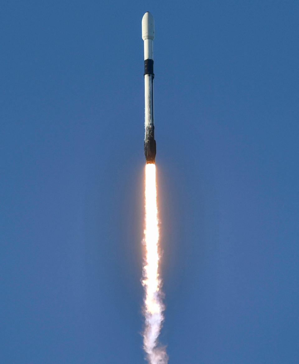 A SpaceX Falcon 9 rocket lifts off from Cape Canaveral Space Force Station Thursday, August 4, 2022. The rocket is carrying the Korea Pathfinder Lunar Orbiter, or KPLO, a satellite headed for the Moon. Craig Bailey/FLORIDA TODAY via USA TODAY NETWORK