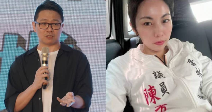 雲林縣議員陳芳盈（右）指控C名嘴性騷，朱凱翔（左）回應了。（圖／翻攝自不演了新聞台、陳芳盈臉書）