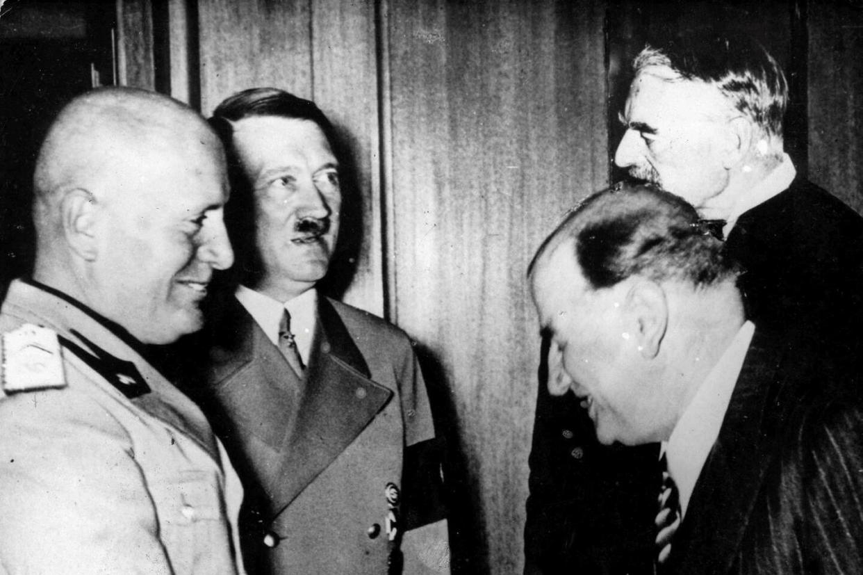 À Munich, le 29 septembre 1938, de gauche à droite, Mussolini, Hitler, Daladier et Chamberlain.    - Credit:KEYSTONE Pictures USA / ZUMAPRESS.com