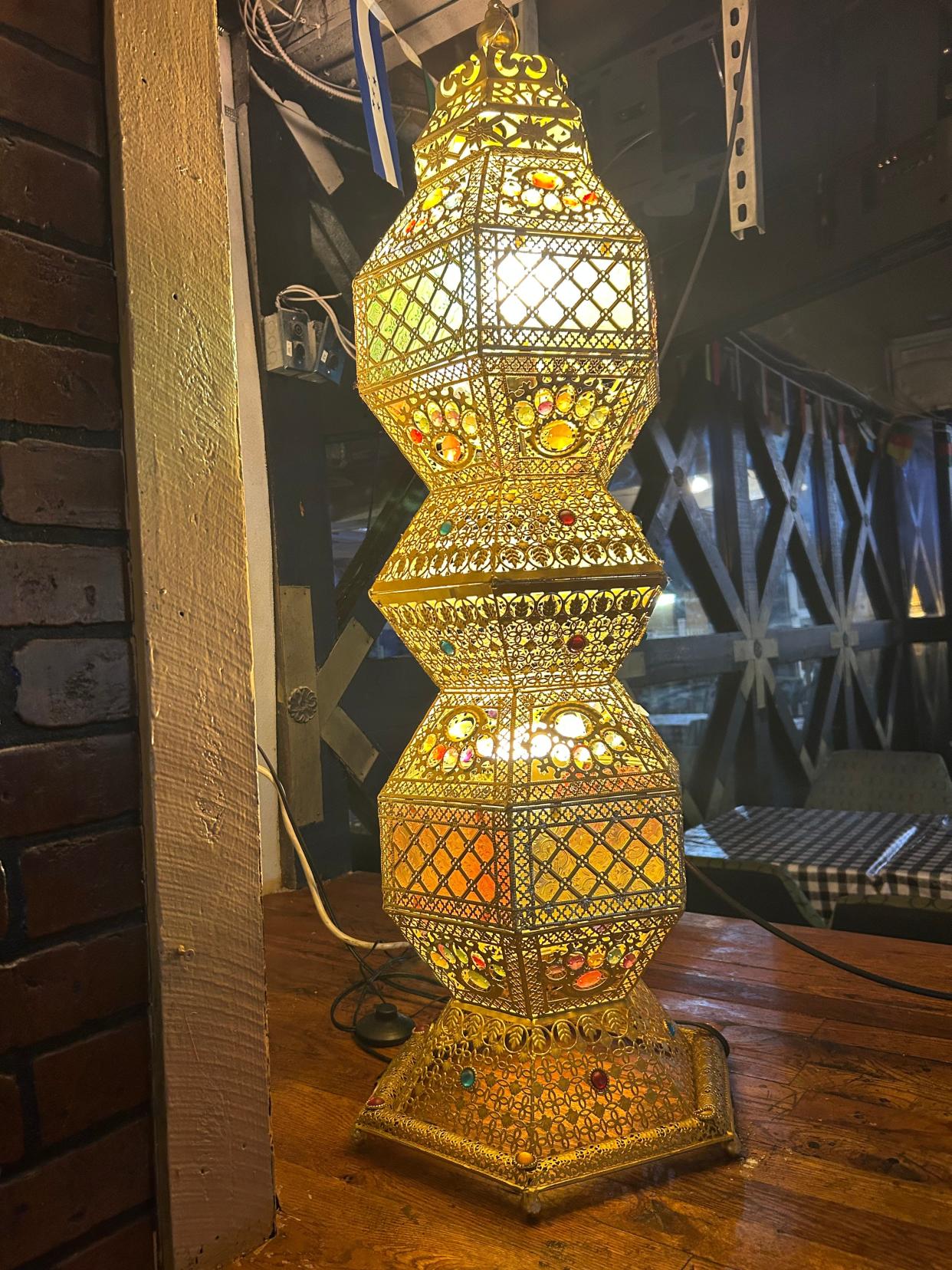 A decorative lamp at Mid-East Cafe and Restaurant near the University of Akron.