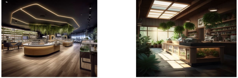 Early interior renderings of Wildflower Cannabis at 159 Brook Road in Quincy.