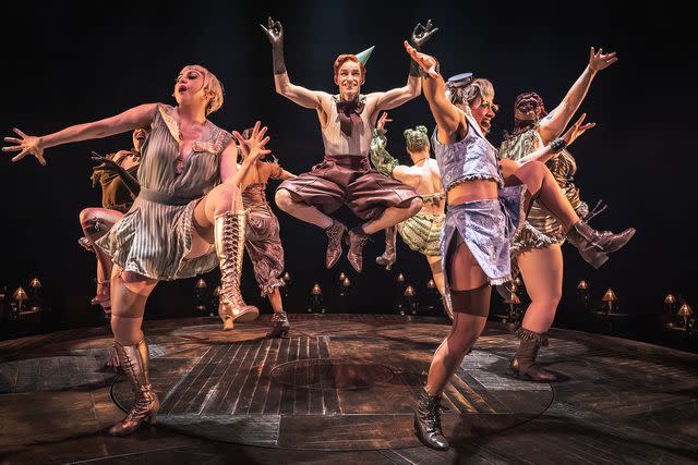 <p>Marc Brenner</p> Eddie Redmayne (center) in 'CABARET at the Kit Kat Club' at the August Wilson Theatre