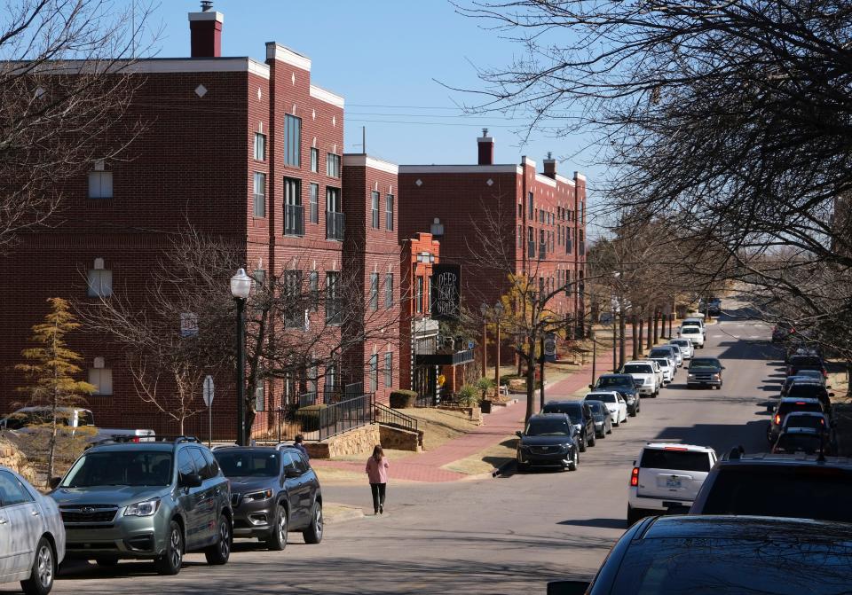 Looking east on NE 2 on Monday, Feb. 14, 2022, in Deep Deuce.