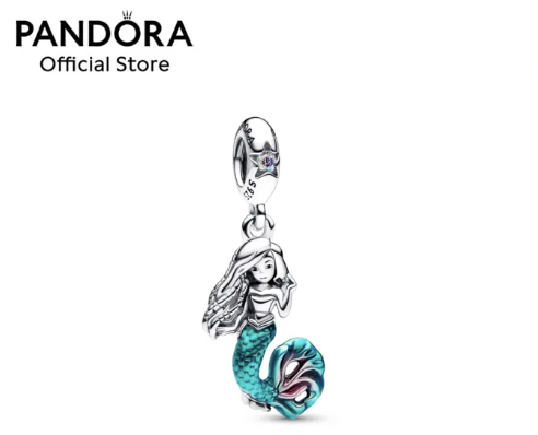 Pandora Disney The Little Mermaid Ariel Dangle Charm in turquoise fishtail.