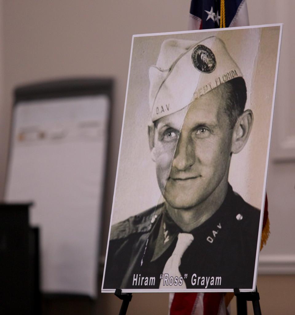 Photograph of Hiram "Ross" Grayam shown during an Indian River County Sheriff's Office press conference regarding his 1968 murder, Thursday, April 11, 2024.