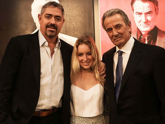 <p>Ella Hovsepian/Getty</p> Eric Braeden with his son Christian Gudegast and granddaughter at the 40th Anniversary Of CBS' "Young And The Restless" on February 07, 2020 in Los Angeles, California.