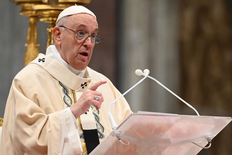 El papa Francisco, durante la misa de ayer