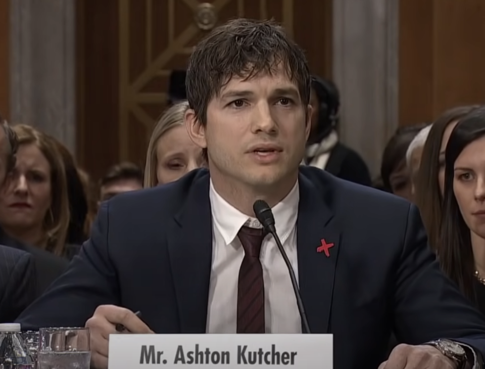 Ashton Kutcher speaking to Congress