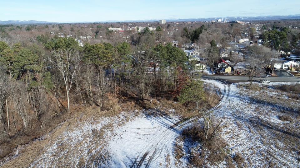 Drone image of the location where Karen Mason's car was located after the crash at 22 Shermen Ave. in Glens Falls, New York.