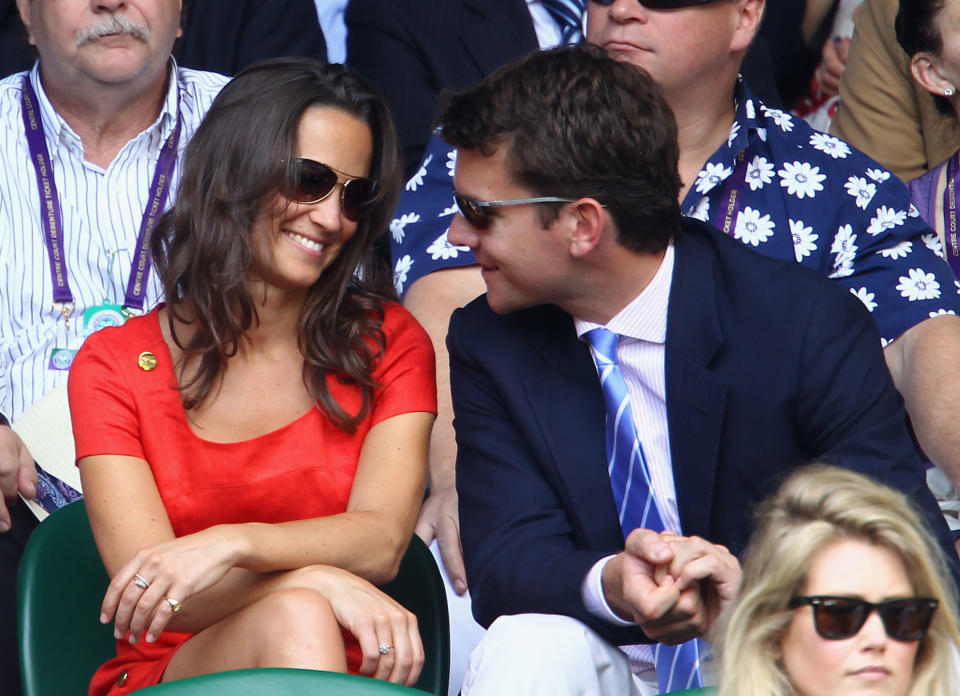 LONDON, ENGLAND - JUNE 29: Pippa Middleton and then-boyfriend Alex Loudon attend a match at Wimbledon. (Photo by Julian Finney/Getty Images)
