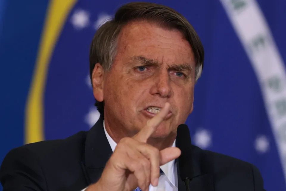 *ARQUIVO* BRASILIA, DF,  BRASIL,  07-06-2022, 17h00. O presidente Jair Bolsonaro participa de  Cerimônia Brasil pela Vida e pela Família, no Palácio do Planalto. No evento o presidente fez duras críticas ao STF  (Foto: Gabriela Bilo /Folhapress)