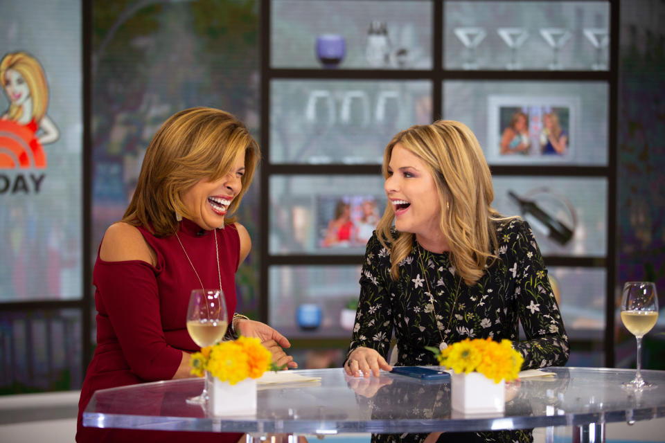 Hoda Kotb and Jenna Bush Hager on the set of Today.