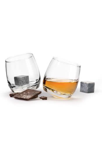 16) Set of 2 Rocking Whiskey Tumblers & Drink Stones