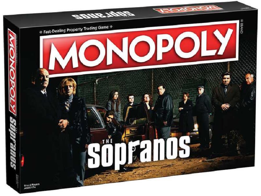 Box art for the Sopranos Monopoly game.
